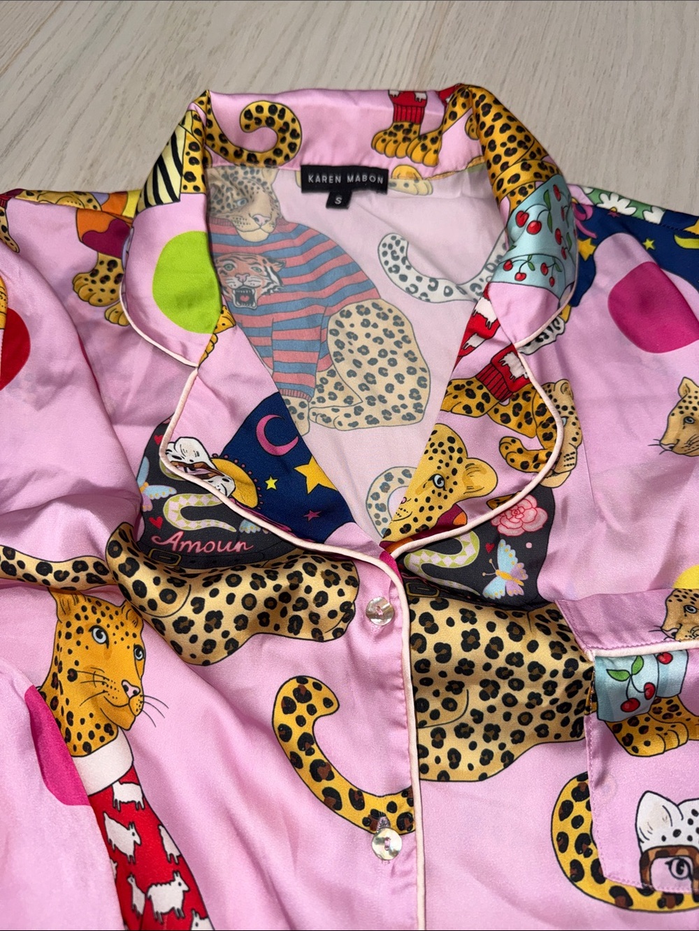 Silky Pink Leopard Print Pajama Set - Picture 9 of 9